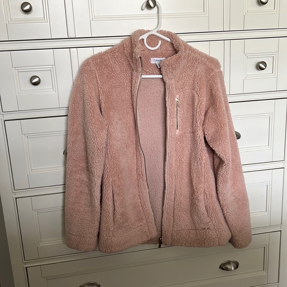 calvin klein, sherpa zip up